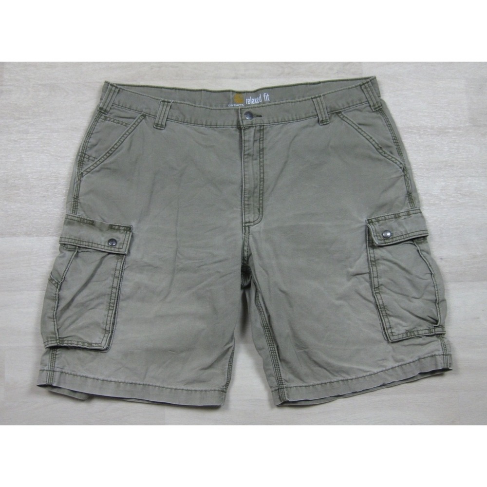 Carhartt Relaxed Fit Cargo Shorts Mens (42) Workwear Distressed Faded 10" Inseam